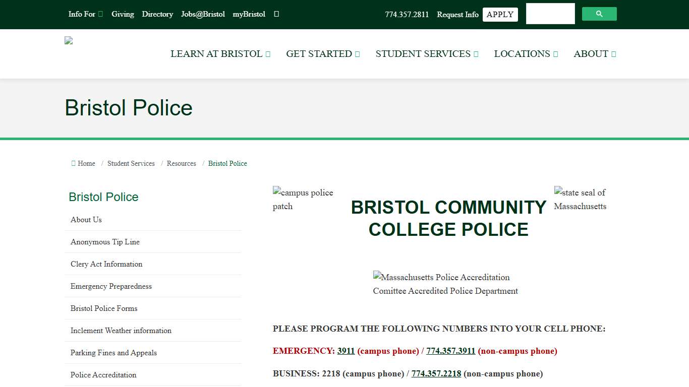 Bristol Police | Bristol Community College